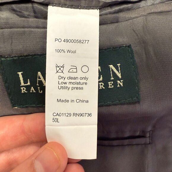 Lauren Ralph Lauren Mens 100% Wool Gray Houndstooth Blazer Size 50L - Picture 10 of 11